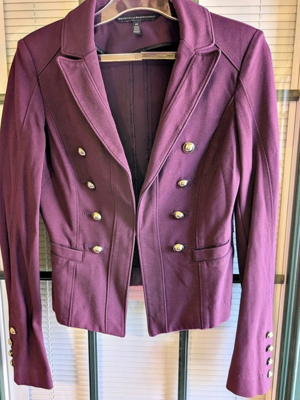 White House Black Market Double-Breasted Blazer in Purple Size 00 Like New